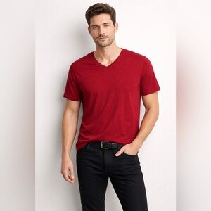 INC International Concepts Men's V-Neck Short Sleeve Shirt - Red